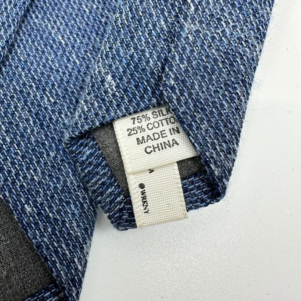 WRK Necktie Mens Blue Tweed Basic Minimalist Wedding Formal‎ Church Indie NYC